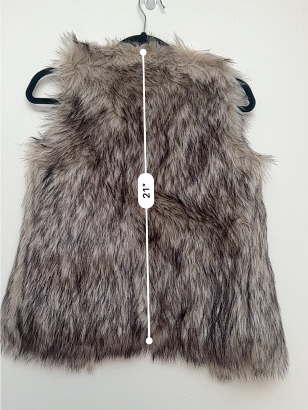 Gap Kids Faux Fur Vest Brown Gray Textured Open Front XL (12-13) - Picture 6 of 7